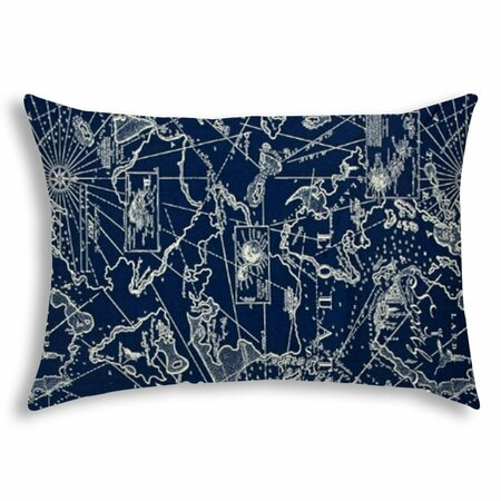 PALACEDESIGNS Nautical Indoor Outdoor Sewn Lumbar Pillow Navy & Tan PA3663561